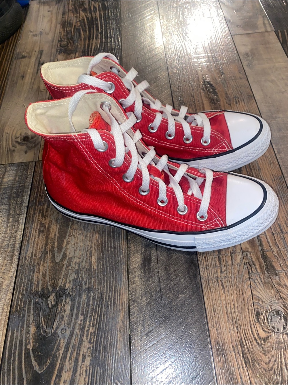 Converse Chuck Taylor All Star Red High Top Canvas Sneakers with White Accents